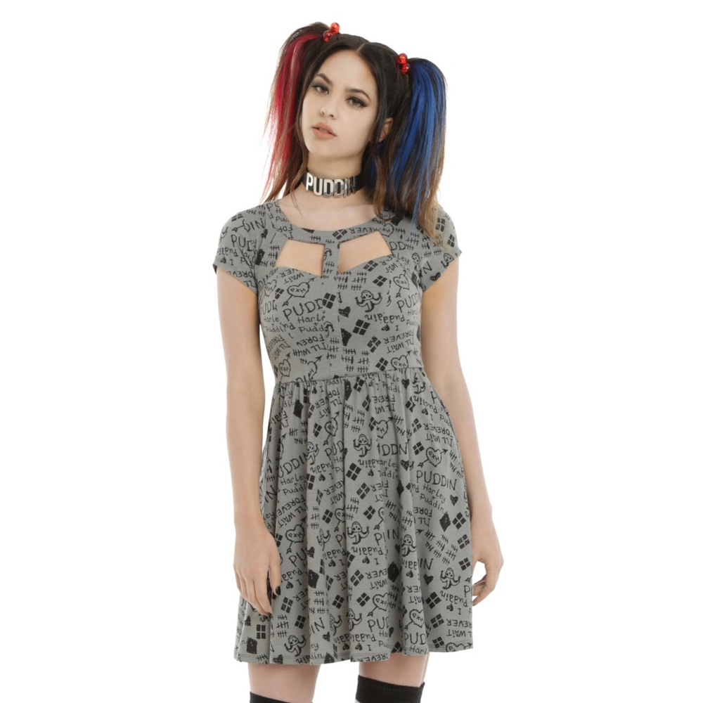 Harley Quinn Skater Dress with Cutouts